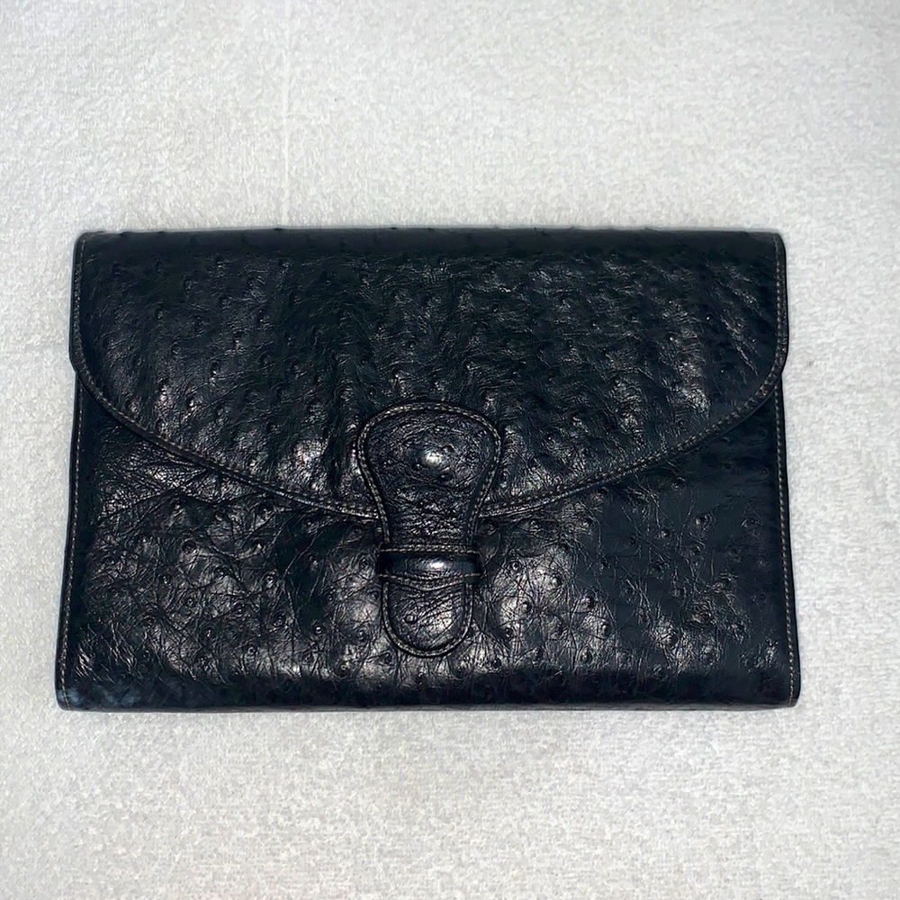 VTG Donna ELISSA Genuine OSTRICH Leather RARE Convertible clutch!